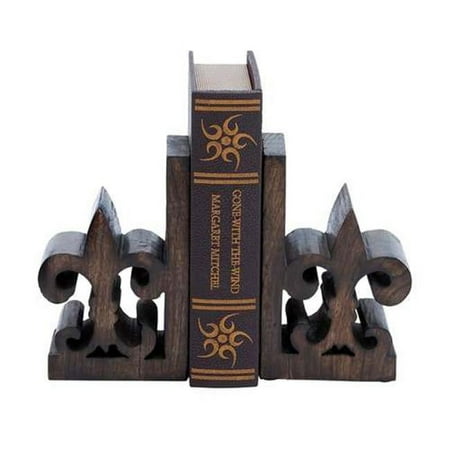 Woodland Import 14415 Book End Pair with Bold Fleur De Lis Motif