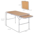 thumbnail image 2 of 4ft Picnic Table with Slide Shelf Outdoor Portable Aluminum Folding Table 2 Adjustable Height, 2 of 7