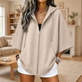 thumbnail image 4 of Perfectbot Women's Elbow-Length Sleeve Zip Up Hoodie Oversized Baggy Hooded Sweatshirt with Pockets, 4 of 8