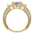 thumbnail image 4 of 3.61 ct Emerald Cut Blue Moissanite 3 Stone 14K Yellow Gold Womens Engagement Ring, 4 of 6