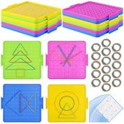 16 Pcs Geoboards with 160 Rubber Bands, Double-Sided Geoboard Shape Learning Toys, Math Manipulatives Educational Toys for Math, Geometry, Hands-On Ability