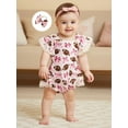thumbnail image 5 of Rovasas Baby Girl Fall Outfits Football Bow Print Bodysuit with Headband, 5 of 9