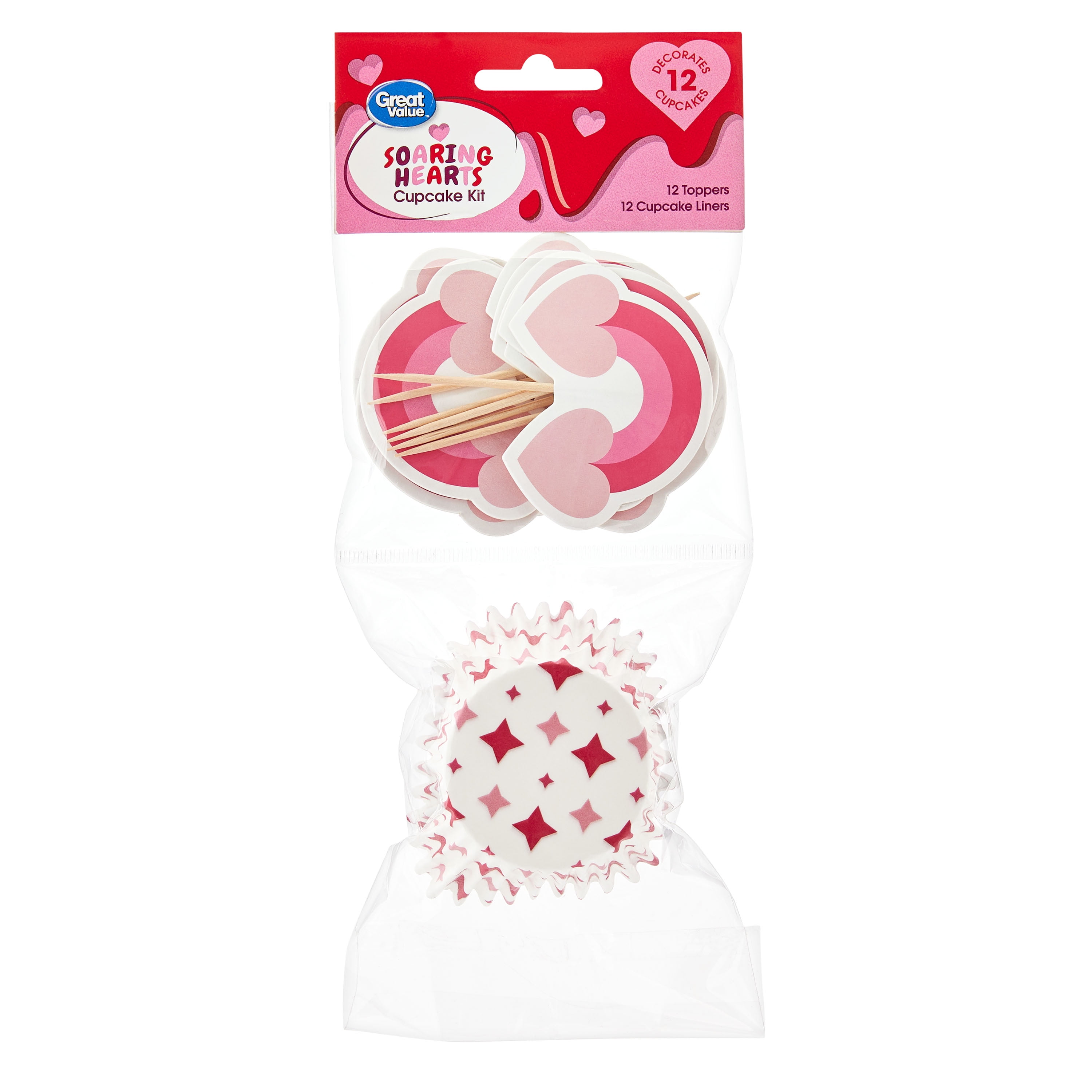 Great Value Soaring Hearts Cupcake Decorating Kit, 12 Count