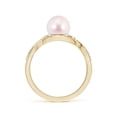 thumbnail image 2 of Angara Japanese Akoya Cultured Pearl and Diamond Infinity Ring in 14K Yellow Gold for Women | June Birthstone Jewelry for Her, 2 of 7
