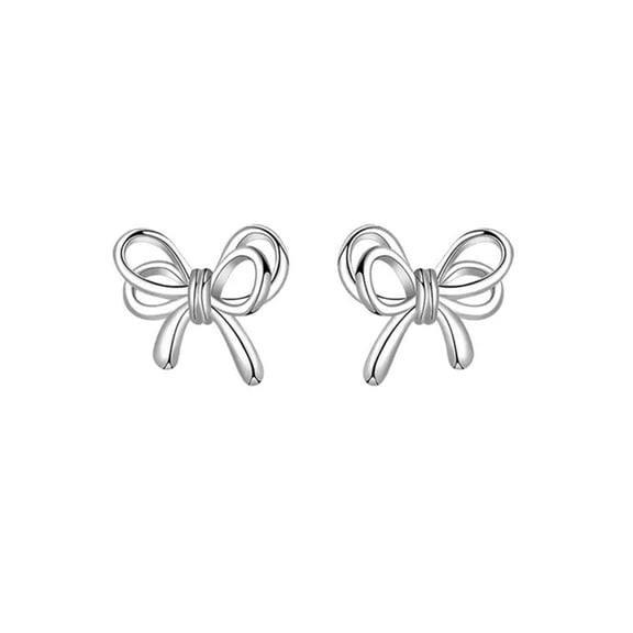 Silver Bow Earrings Bow Huggie Hoop Stud Earrings Wedding Birthday Jewelry Gifts for Women