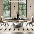 thumbnail image 2 of POVISON 71" Modern Dining Table for 4-6, Rectangular White Sintered Stone Dining Table, Marble-Look Tabletop with Bronze Carbon Steel Legs for Dining Room, 2 of 9