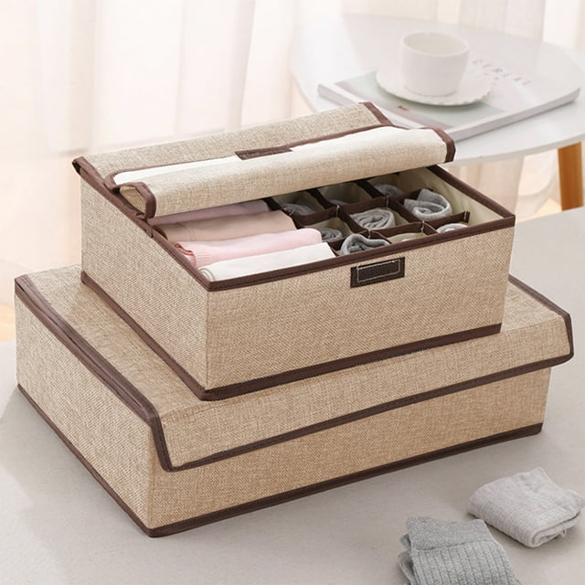 Fiudx Estuche para Calcetines, Divisor de Tela Plegable, Organizador con Tapa, Ideal para Guardar Calcetines, Sujetadores, Corbatas, Toallas, Bufandas y Organizar El Armario, Tamaño Compacto, 44 X 29