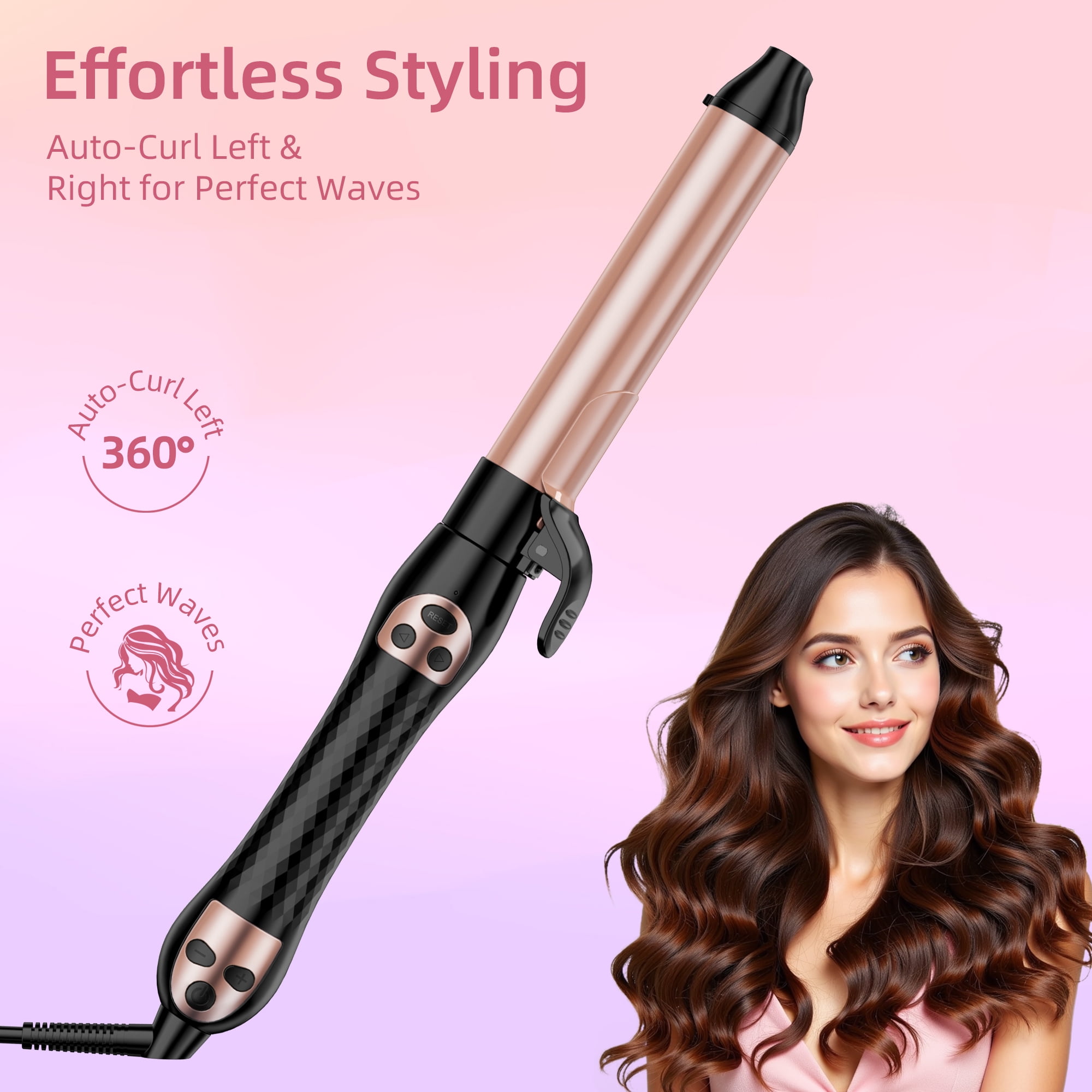 Berlaney Automatic Rotating Curling Iron, 1.25" Self Hair Curler Wand, Beach Waves Curler, Dual Voltage Fast Heat Ceramic Barrel for All Hair Types, Black