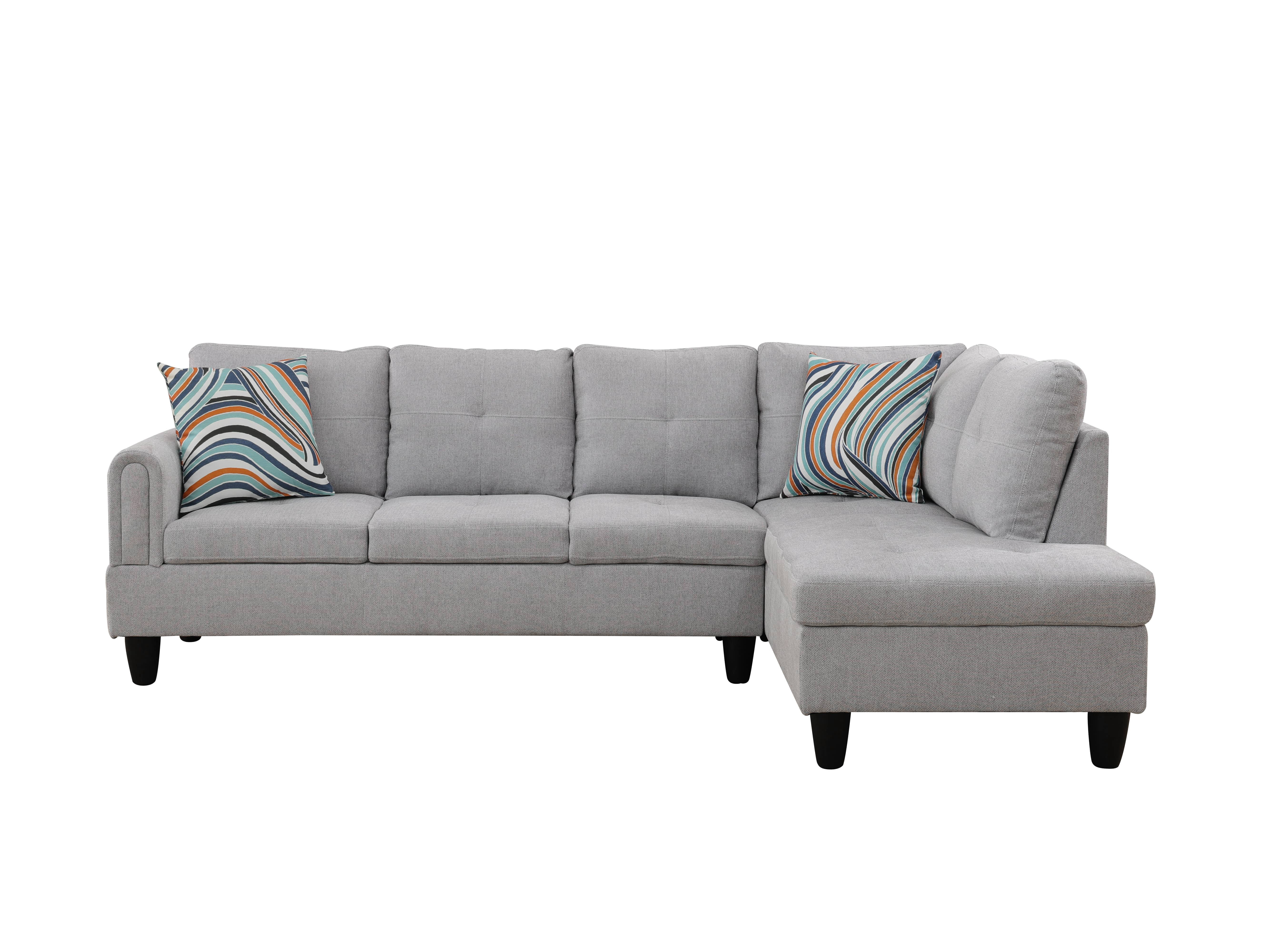 MAYEERTY Grey Modern 3-Piece Couch Durable Neutral Long-Term Living Room Use