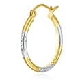 thumbnail image 5 of Wellingsale Ladies 14k Two Tone White and Yellow Gold Polished Diamond Cut 1.5mm Tube Hoop Earrings (16 x 16 mm), 5 of 7