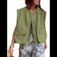 thumbnail image 1 of Chaleco Informal con Cremallera para Mujer, Estilo Cargo, Extragrande, con Dobladillo Fruncido, Sin Mangas, Chaquetas y Tops. Verde L, 1 of 7
