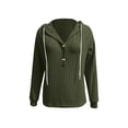 thumbnail image 6 of Women's Ribbed Hooded Sweater - Loose Buttoned Pullover Long Sleeve Sweatshirt - Lightweight Fall Daily Versatile Tops, 6 of 8