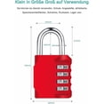 thumbnail image 3 of [2 Pieces] 4-Digit Combination Padlock, Waterproof Combination Lock, Waterproof Metal and Plated Steel Combination Clasp - Red, 3 of 5