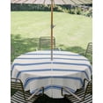 thumbnail image 3 of Outdoor Tablecloth with Umbrella Hole Zipper Navy Blue Striped Round Tablecloth 60" Waterproof Outside Table Cloth Rustic Blue Stripe Modern Art Beige Patio Table Cover Tablecloths for Picnic Party, 3 of 8