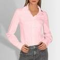 thumbnail image 2 of Ladies Tops and Blouses Fashion Lapel Long Sleeve Button Down Slim Womens Sprimg Clothing,Pink,L, 2 of 4