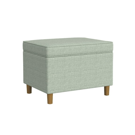 Fero Storage Ottoman, 24 Inch Rectangular Hinged Lid, Sage Green Woven