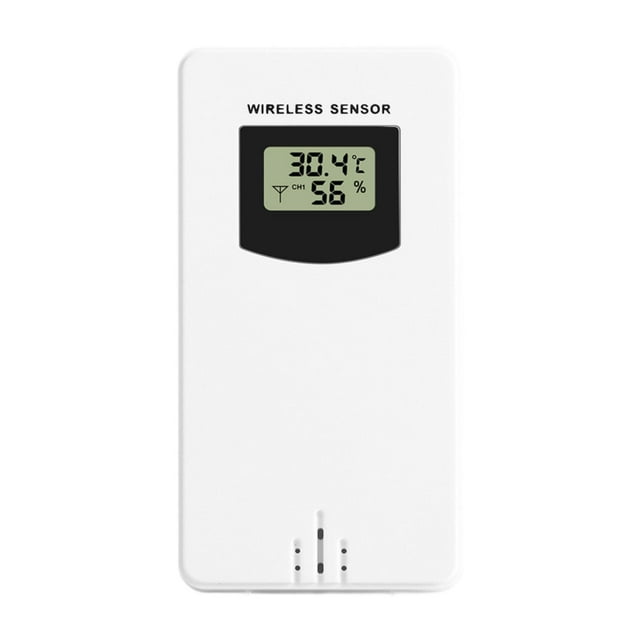 Sensor inalámbrico portátil de temperatura y humedad para interiores y exteriores alimentado por batería Blanco