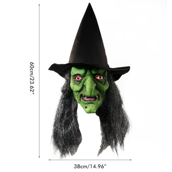 Cubierta De Cara De Bruja Con Cabello Y Sombrero Cubierta De Cara De Bruja Vieja De Látex Fiesta De Halloween Disfraz De Bruja Aterradora Accesorios De Vestir
