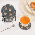 thumbnail image 5 of Haosy Set of 6 Drink Woven Coaster with Holder Heat Resistant Non-Slip Bar Coasters 4 Inches Corgi Dog and Planet, 5 of 7