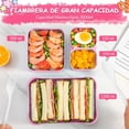 thumbnail image 2 of Lonchera Bento Box Fiambrera, 3 Compartimentos Portátil Caja de Almuerzo Extraíbles con Cubiertos Sin BPA, Apta Lavavajillas y Microondas para Trabajo y Viajes, 2 of 4
