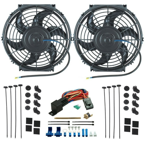 DUAL 11" INCH ELECTRIC RADIATOR COOLING FANS PUSHIN FIN PROBE