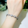 thumbnail image 3 of Silver Plated Princess Cut Cubic Zircon Women Square Tennis Link Chain Bracelet, 3 of 9