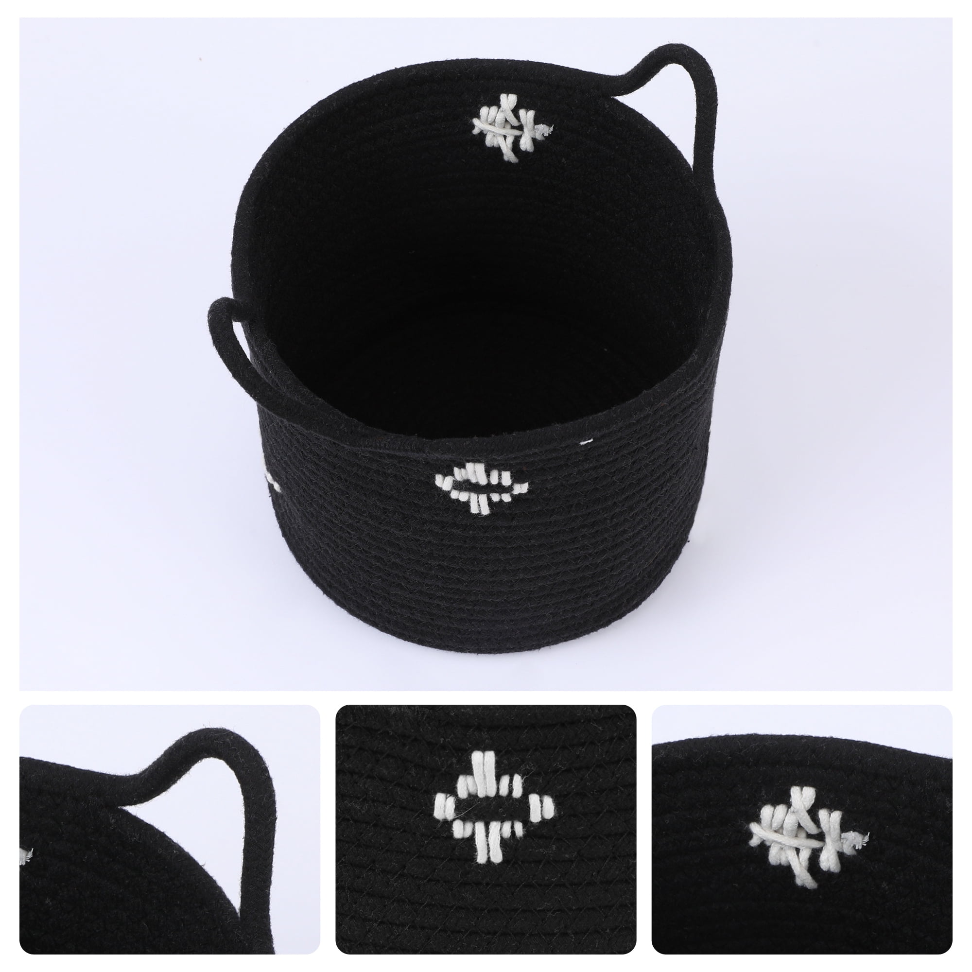 Unique Bargains Woven Storage Basket Closet Storage Bin Black 7.5*7.1*7.9in、9.8*8.3*10.6in