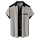 thumbnail image 1 of Camisas Vaqueras Para Hombre Camisas con estampado de rayas de tendencia de verano para hombres, camisas con botones de manga corta, blusa, blusa informal suelta con solapa, ropa para (Grey, XXL), 1 of 7