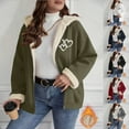 thumbnail image 5 of qucoqpe Winter Clothing for Women Trendy Fall Fleece Zip Up Hoodie Jacket Casual Heart Print Warm Long Sleeve Hooded Coat Top, 5 of 5