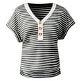 thumbnail image 4 of Summer Tops for Women Shirts Summer Womens Striped Tee Loose Fit Long Sleeved Shirt for Women Casual Short Sleeve Tops Shirt Cold Gear Women's Layering Tees Juniors Workout Clothes Black XL, 4 of 4