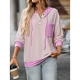 thumbnail image 5 of Defitshape Women's Drawstring Hoodie Drop Shoulder Hoodies Elasthane Fall Long Sleeve Hood Loose Fashion Hoody Light Purple X-Large, 5 of 5