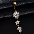 thumbnail image 4 of HOOUN Drop Flower Pendant Navel Ring Crystal Belly Button Ring Body Piercing Jewelry-Silver, 4 of 7