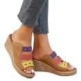 thumbnail image 4 of Women's New Summer Large Size Mixed Color Muffin Fish Mouth Wedge Sandals Sandals for Women 2025 Khaki 36, 4 of 8