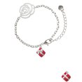 thumbnail image 2 of Delight Jewelry Silvertone Small 3-D Red Present Box with Bow Silver-tone Flower Link Chain Bracelet, 6.75"+2" Extender, 2 of 4