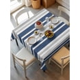 thumbnail image 6 of Navy Blue Grey Stripe Table Cloth, Farmhouse Minimalist Striped Waterproof Tablecloth for Square Tables, Reusable Washable Fabric Table Cover for Restaurant Kitchen Dining Tables 60"x60", 6 of 6