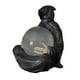 thumbnail image 2 of Estatua que representa al dios de con una esfera de cristal, luz, negra, gótica, escultura inquietante para jardín, mesa o repisa de chimene, 2 of 9