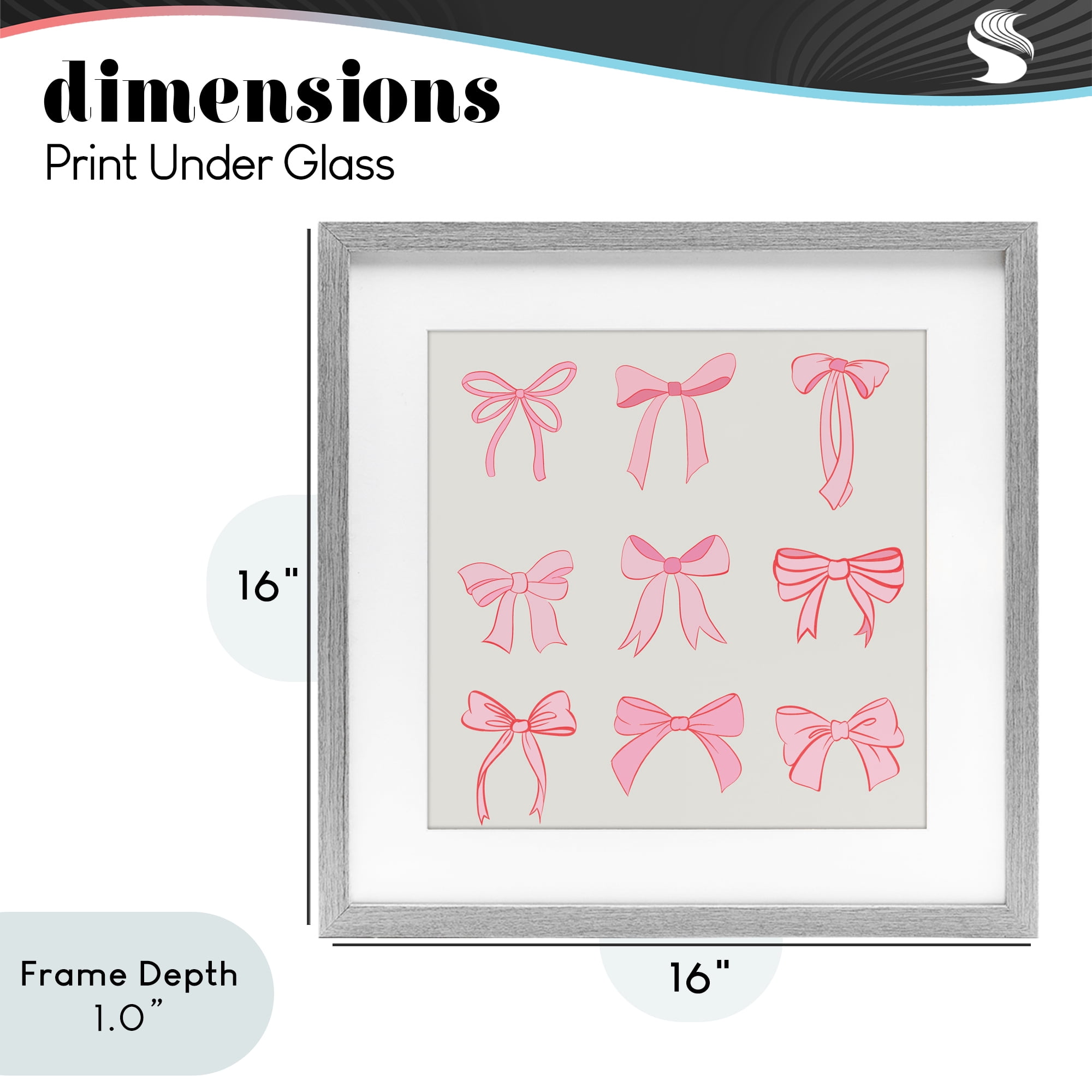 Stupell Industries Pink Coquette Ribbons Gray Framed Print Under Glass, design by Emily Navas