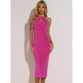 thumbnail image 4 of DARING DIVA Halter Neck Keyhole Front Backless Cocktail Midi Dress XS Hot Pink, 4 of 6