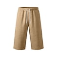thumbnail image 4 of QSXADF Men's Capris Elastic Waist Drawstring Shorts Summer Shorts Over Knee Length Solid Drawstring Pocket Breathable Capris Men's Casual Trousers, 4 of 6