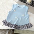 thumbnail image 4 of Mnyotv Toddler Girls Summer Clothes Ruffle Hem Sleeveless Tank Tops with Bowknots Casual Crewneck T Shirts Size 3-4 Years, 4 of 4