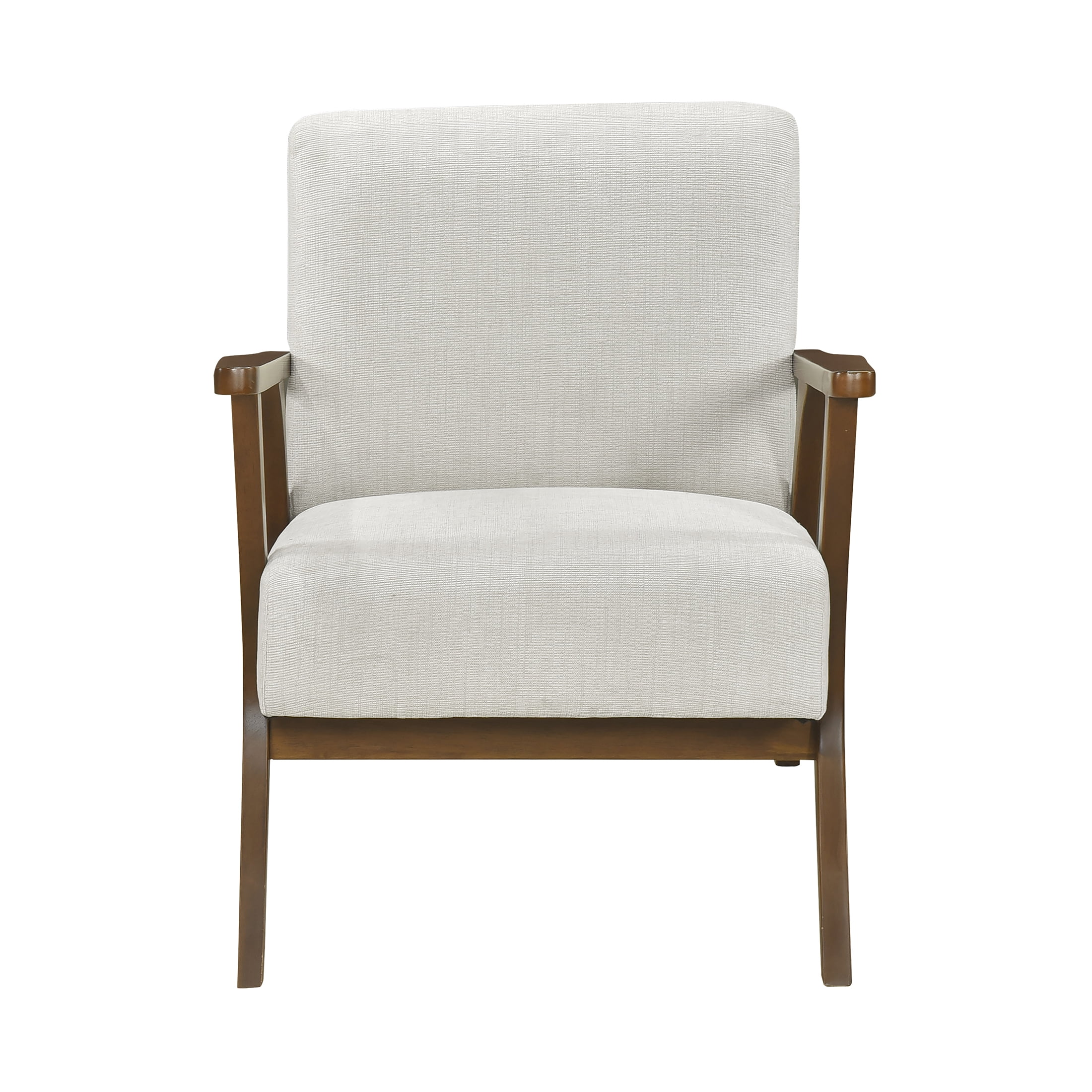 OakvillePark Everwyn Chenille Accent Chair, Beige/Chestnut Wood