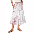 thumbnail image 2 of BDPORKAS Midi Skirts for Women Swing Flowy Cute Floral Printed A-Line Casual Elastic Waist Casual Loose Ruffle Fashion Midi Skirts, 2 of 6