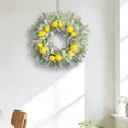 thumbnail image 4 of Lemon Vine Door Wreath With Faux Rabbit Ear Leaves, 14 Inch Artificial Fruit Floral Ring For Front Door Or Wall, Summer Fresh Green Home Decor, Handwoven Base, Easy Hang Indoor Outdoor Accent, 4 of 7