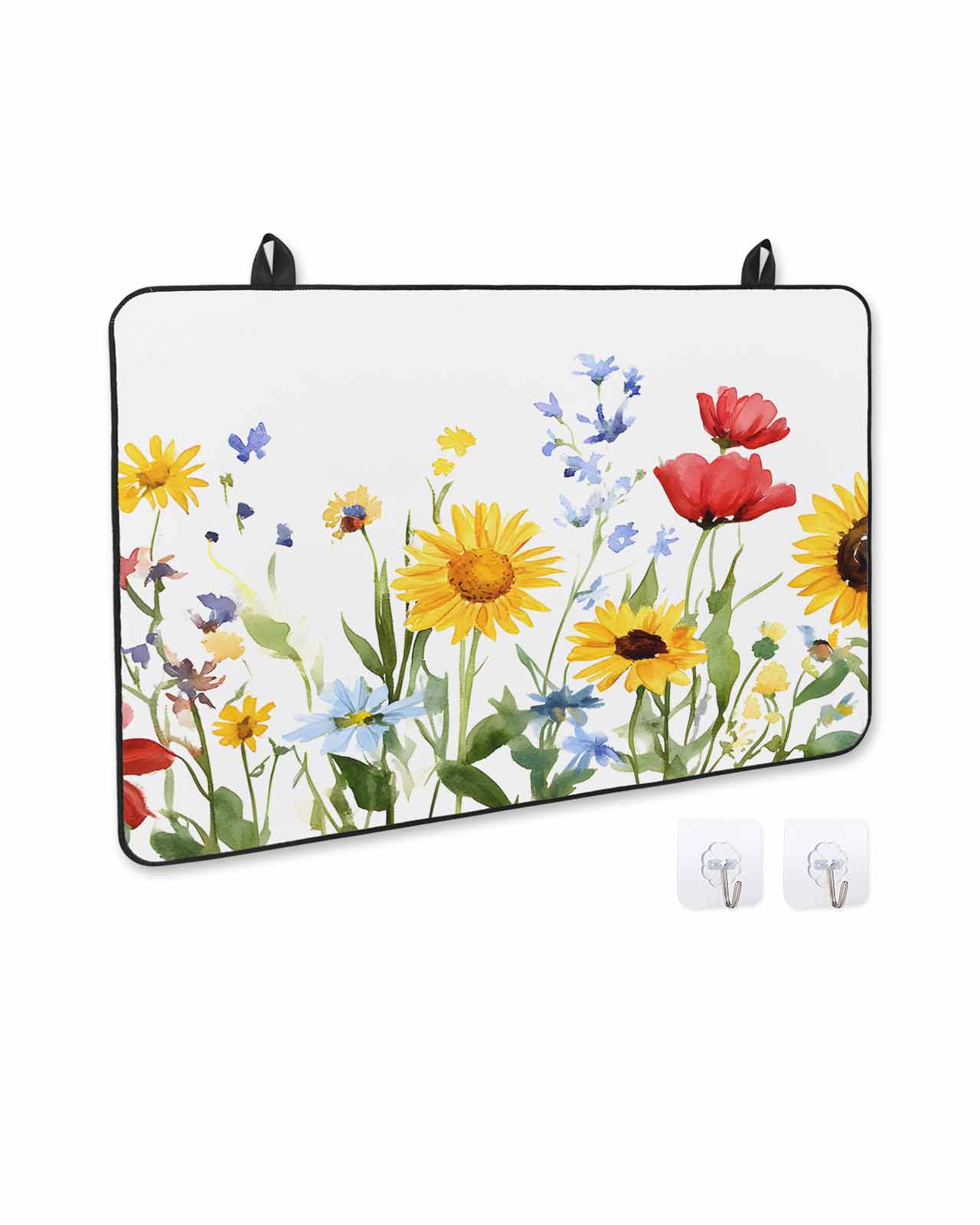 nqOlkjepod Large Induction Cooktop Protector Mat 24"x21", Spring Floral Stove Top Covers for Electric Stove, Summer Pastoral Botanical Decorative Stove Burner Cover Mats, Glass Top Stove Cover
