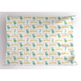thumbnail image 1 of Hawaii Pillow Sham, Cartoon Style Aloha Word with Exotic Leaf in Pastel Tones, Decorative Standard Queen Size Printed Pillowcase, 30" X 20", Mustard Baby Blue Sea Green Baby Pink, by Ambesonne, 1 of 2