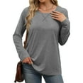 thumbnail image 4 of Womens Long Sleeve Shirts Fashion Crewneck Tops Loose Tunic Blouses Lightweight Pullover Tees, 4 of 7
