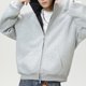 thumbnail image 4 of MHFRRA Sudadera con Capucha de Estilo Pesado para Otoño, con Forro En contraste, Chaqueta Corta Deportiva, Ropa Informal para Exteriores Gris claro, 4 of 6