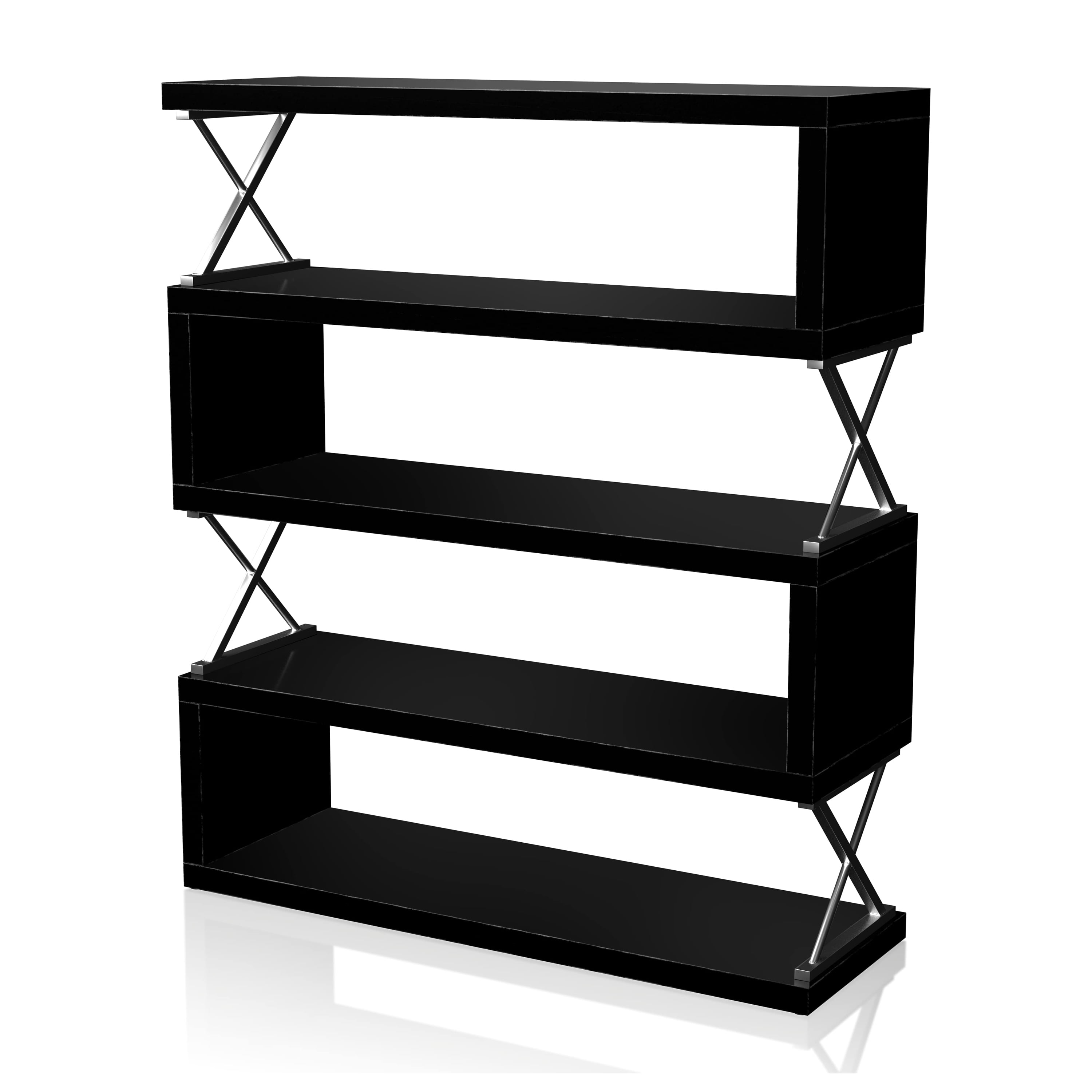 Furniture of America Milo 5Tier Bookcase, Glossy Black