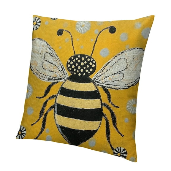 Autua Summer Pillow Case, Bumblebee Polka Dot Outdoor Decorative Pillow Case Yellow Bee Holiday Cushion Cover For Home Sofa. 12x12in
