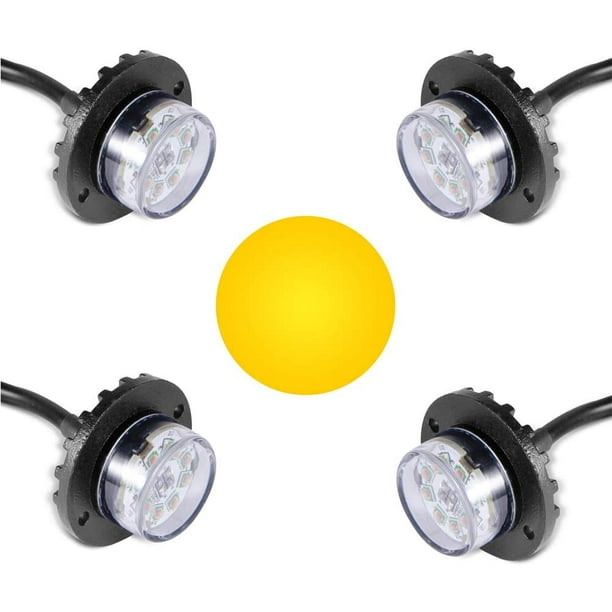 4pcs 12-24V Ultra Mince Voyant Barre D'alarme Stroboscopique d'urgence  Lampe- 4 LEDS Bande lumineuse D'avertissement de Flash Camion Moto Voiture  - Ambre : : Auto et Moto